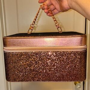 VINTAGE RARE VICTORIA’S SECRET PINK SEQUIN VANITY MAKEUP TRAIN CASE BAG TRAVEL